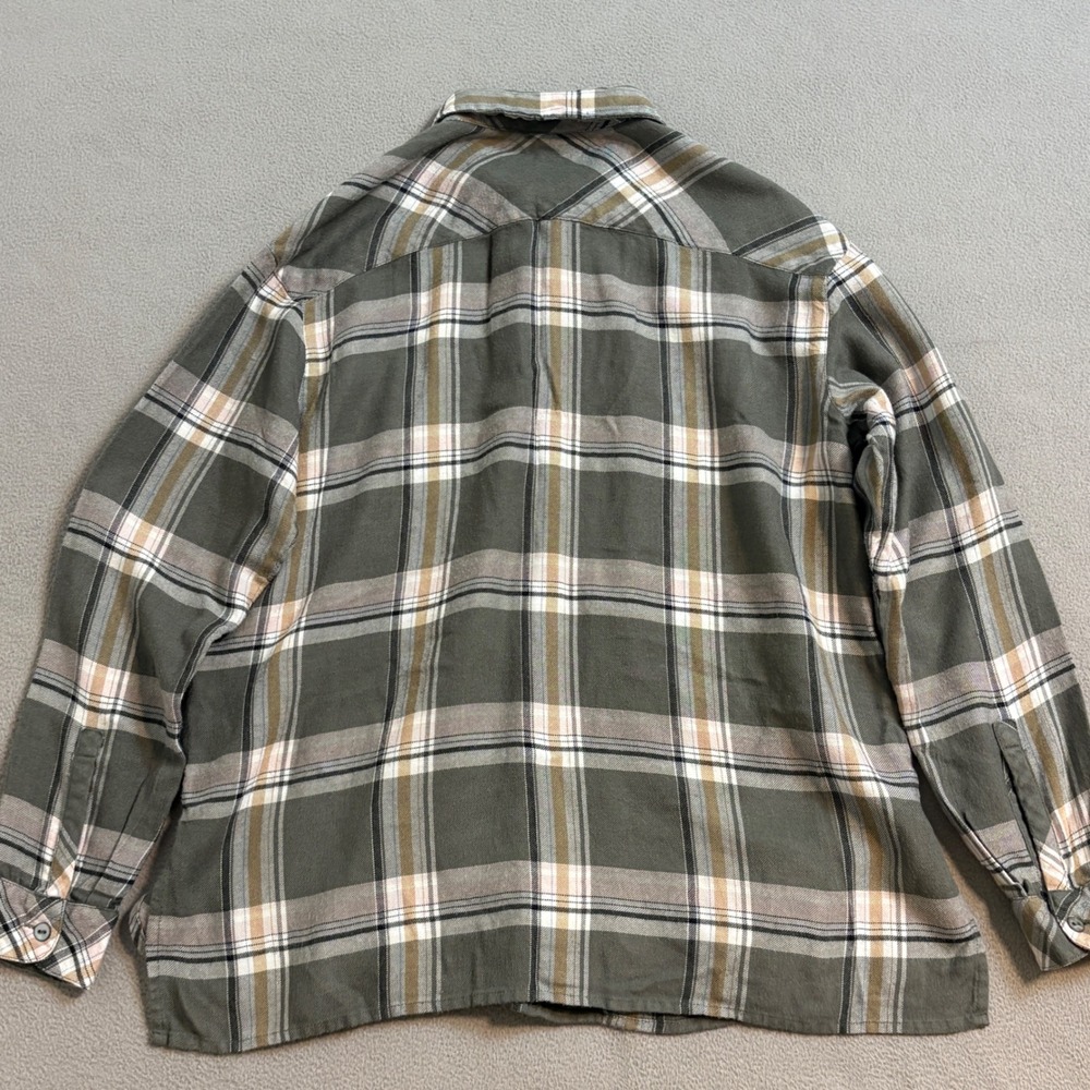 J Jill Olive Green Plaid Button Down women's Shirt Petite XS Long Sleeve - Picture 2 of 8